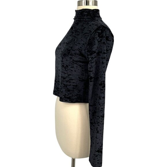 Lululemon All Aligned Mock Neck Long Sleeve Crushed Velvet Black Size 8 - Picture 3 of 8